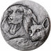 France, Medal, Chien et Chat, 1977, Silvered bronze, AU(55-58)