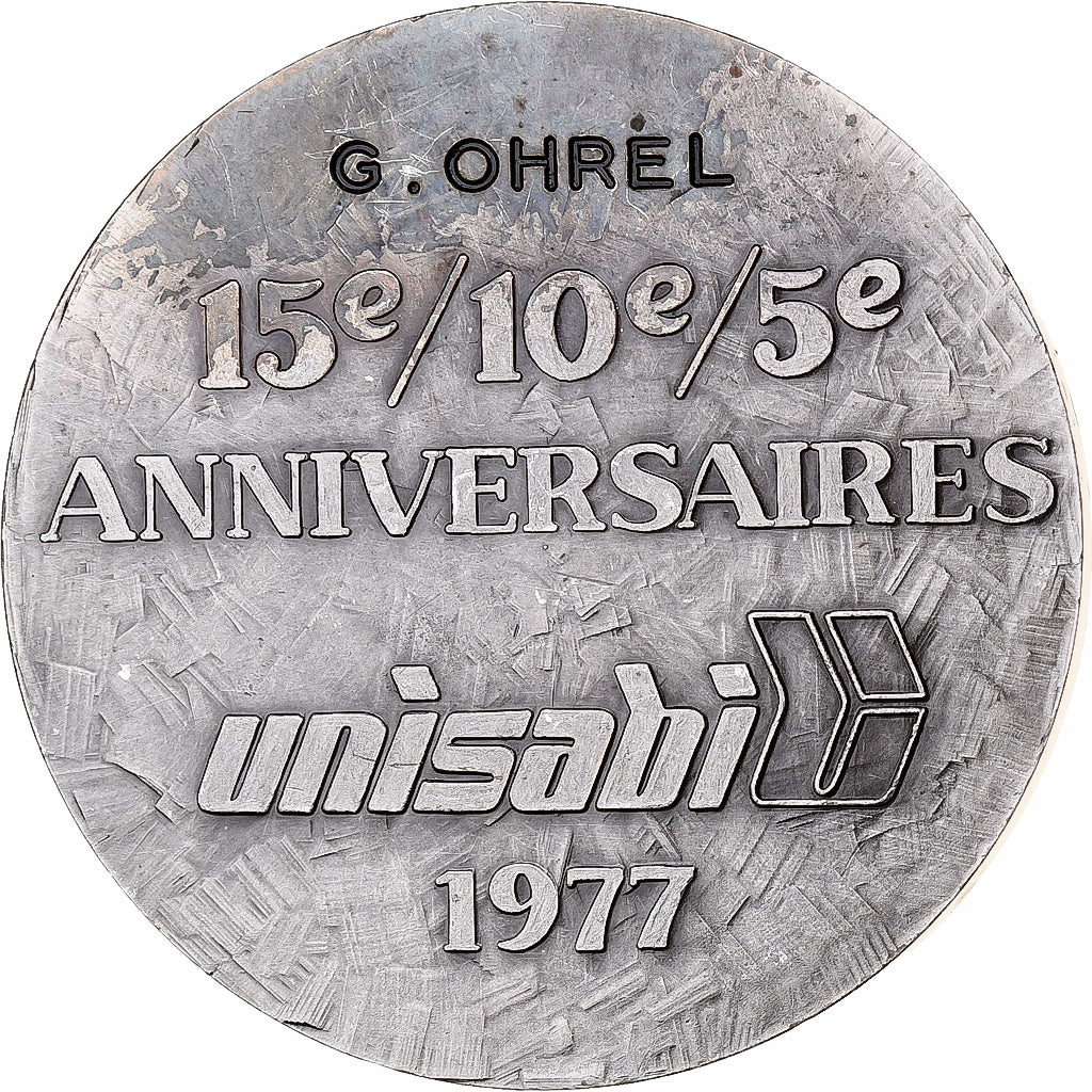 France, Medal, Chien et Chat, 1977, Silvered bronze, AU(55-58)