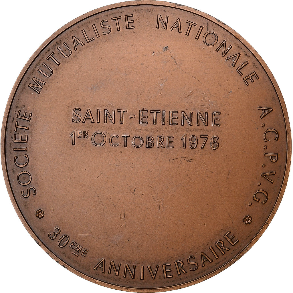 France, Medal, Société Mutualiste A.C.P.V.G, Saint-Etienne, 1976, Bronze