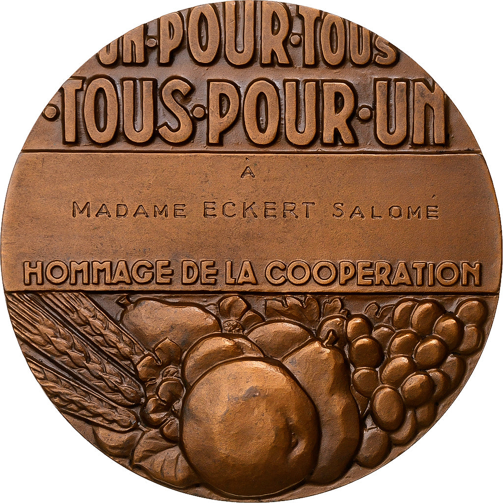 Francia, medaglia, Art Déco, Hommage de la Coopération, Bronzo, Pelletier, SPL