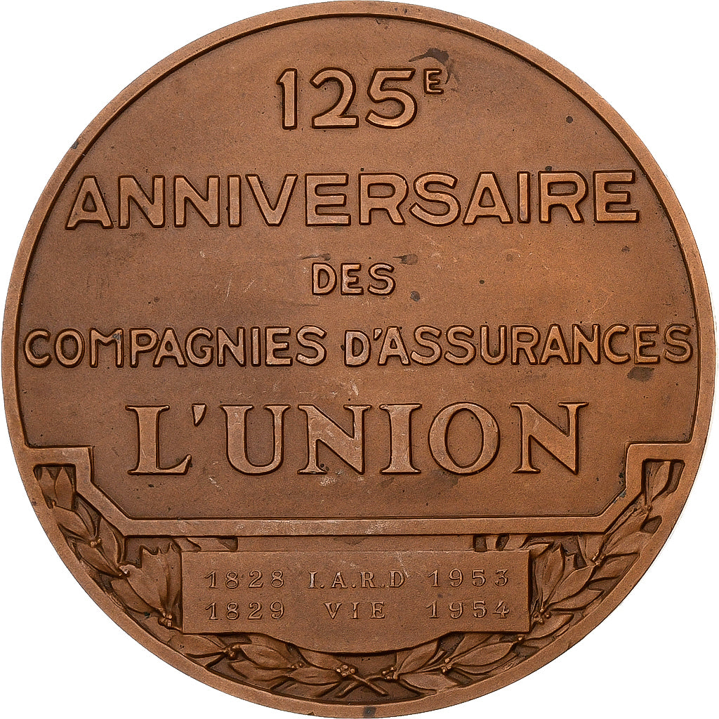 France, Medal, Compagnie d'Assurances l'Union, 125ème Anniversaire, 1954