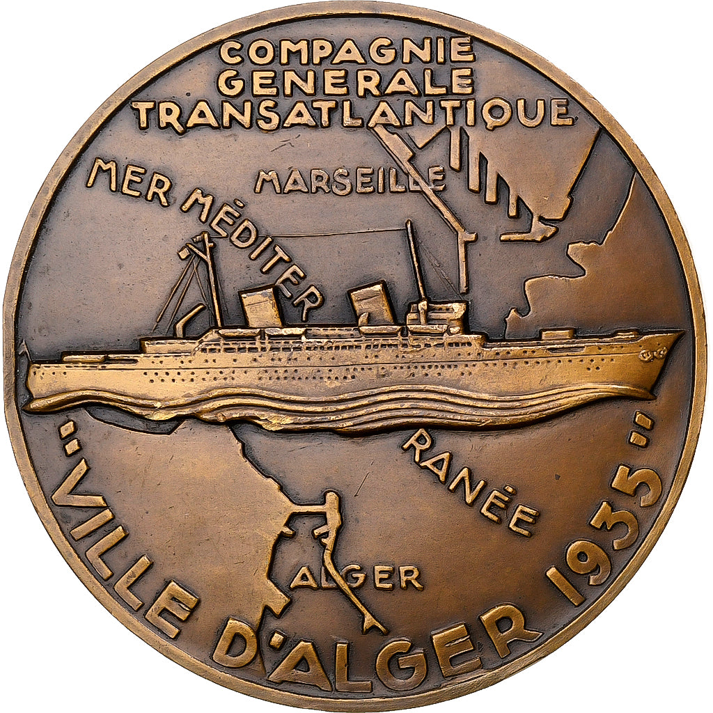 Francja, medal, Compagnie Générale Transatlantique, Ville d'Alger, 1935