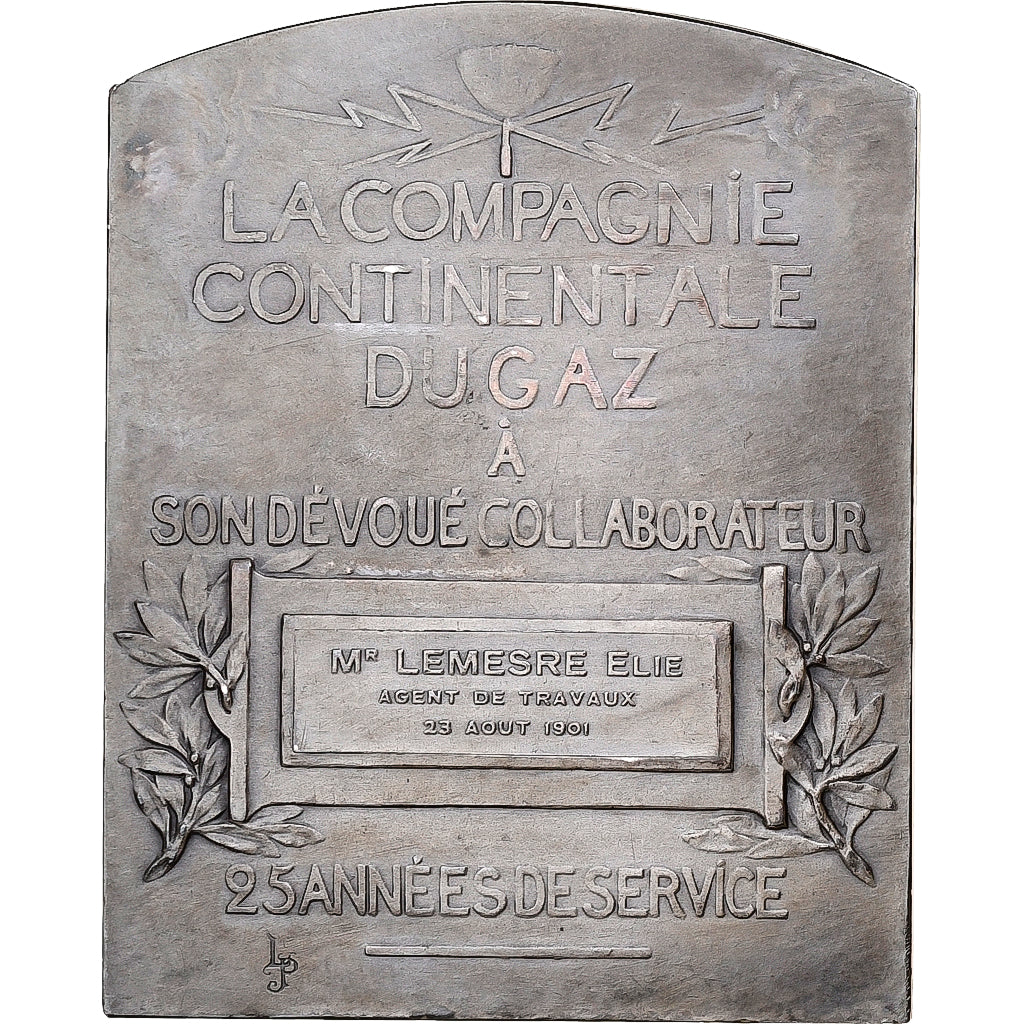 França, medalha, Compagnie Continentale du Gaz, 1901, Prata, Legastelois