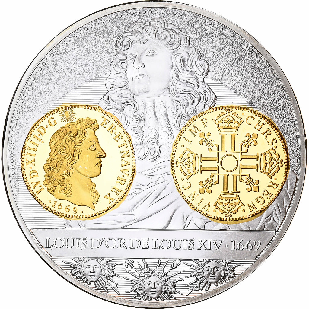 Francia, medalla, Histoire de la monnaie Française, Louis d'or de Louis XIV
