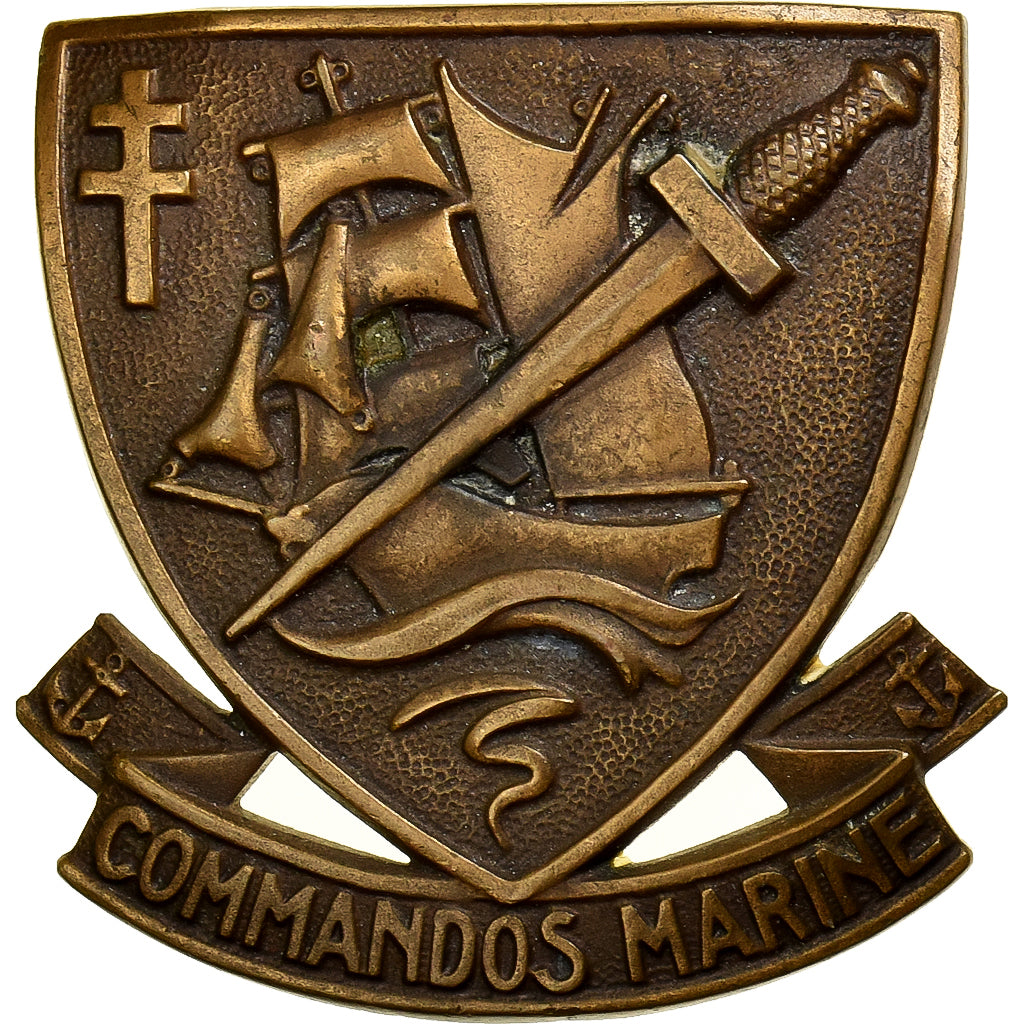 France, Commandos Marine, Military, Insigne de Beret, Excellent Quality, Bronze