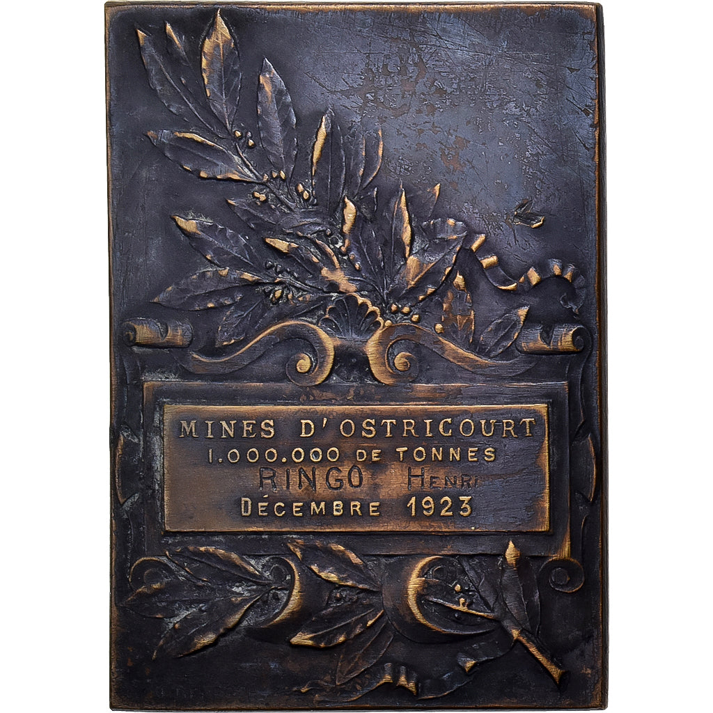Francia, medaglia, Mines d'Ostricourt, 1.000.000 de Tonnes, 1923, Bronzo