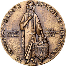 Francja, medal, Sainte Geneviève, Patronne de la Gendarmerie, 1962, Brązowy