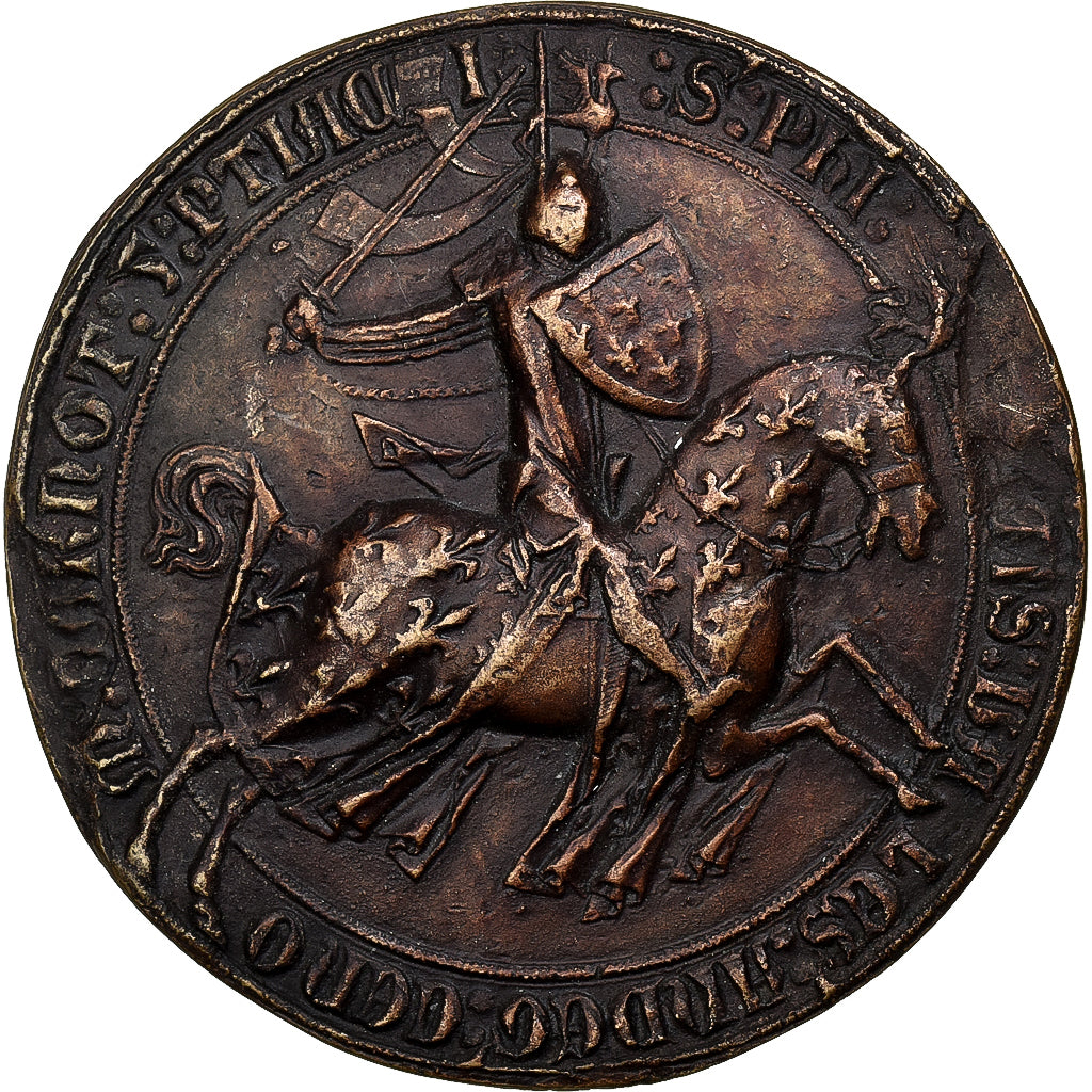 France, Medal, Grand Sceau de Jean II Le Bon, 1968, Bronze, AU(50-53)