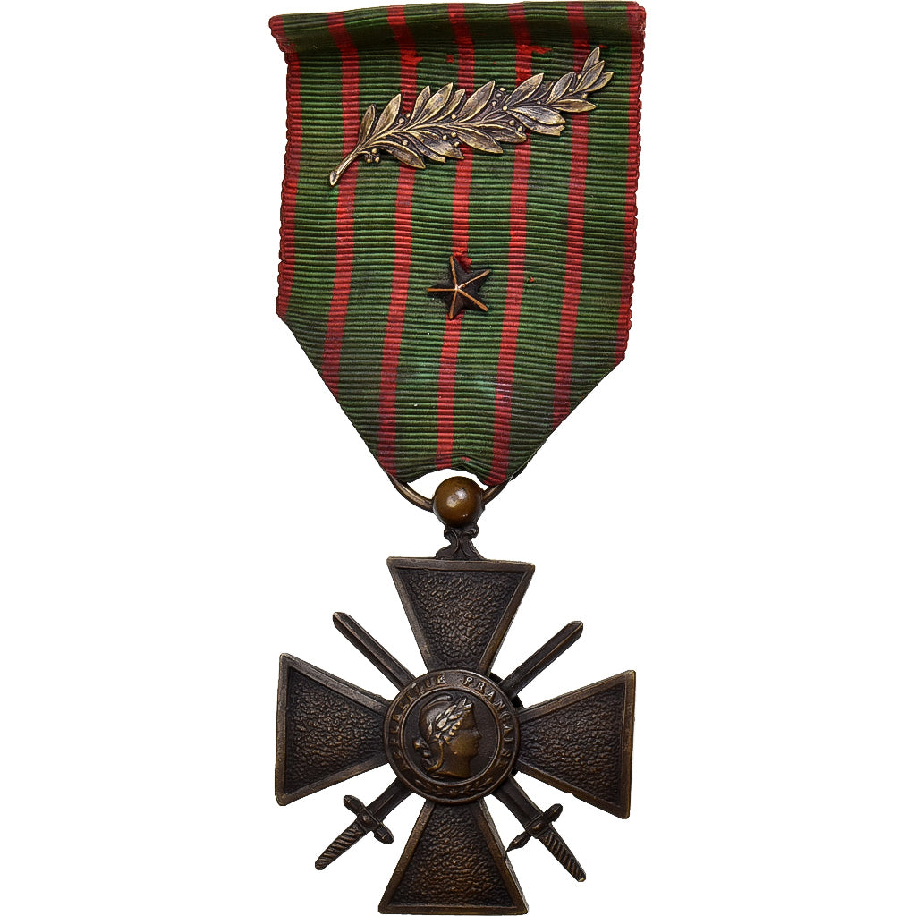 Francia, Croix de Guerre, 2 Citations, medalla, 1914-1917, Muy buen estado