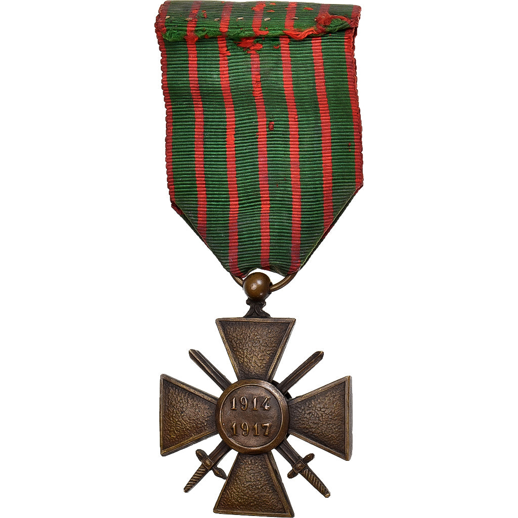 Francia, Croix de Guerre, 2 Citations, medalla, 1914-1917, Muy buen estado