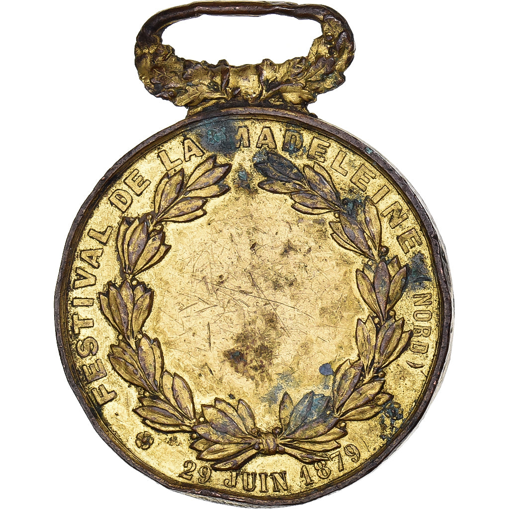 França, medalha, Festival de Musique de la Madeleine, 1879, Bronze Dourado