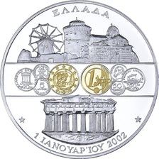 Grecia, medaglia, Adoption de l'Euro, 2002, Rame placcato argento, SPL+