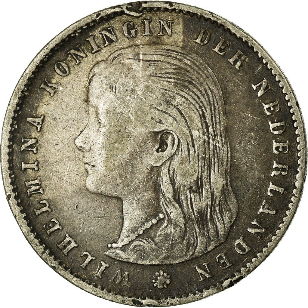 Coin, Netherlands, Wilhelmina I, 25 Cents, 1896, VF(30-35), Silver, KM:115