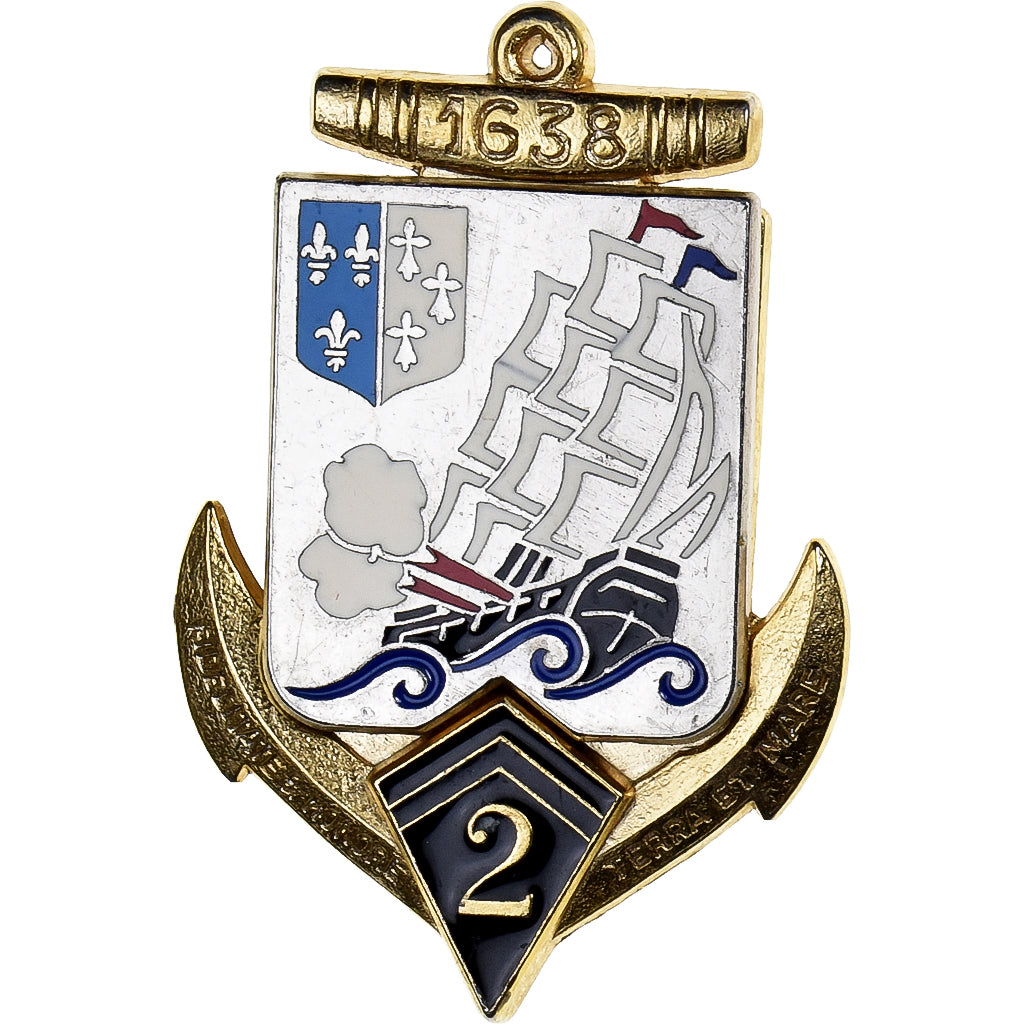 França, Broche, 2e Régiment d'Infanterie Coloniale, Métal, AU(55-58)