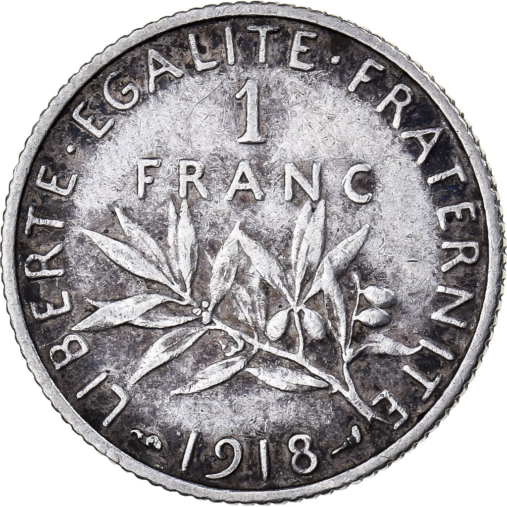 Francia, Franc, Semeuse, 1918, Paris, Argento, BB, KM:844.1