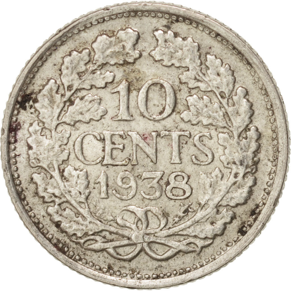 Coin, Netherlands, Wilhelmina I, 10 Cents, 1938, EF(40-45), Silver, KM:163