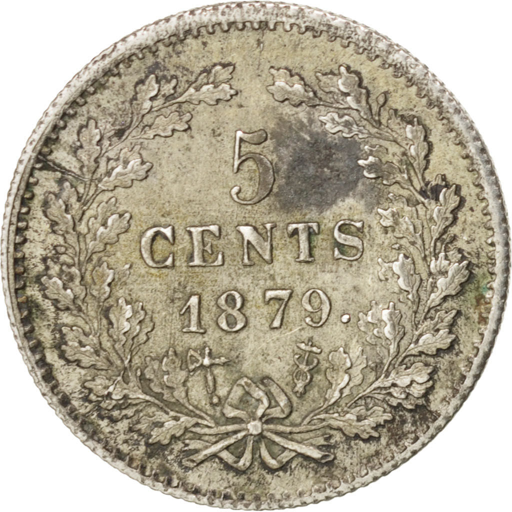 Coin, Netherlands, William III, 5 Cents, 1879, AU(55-58), Silver, KM:91