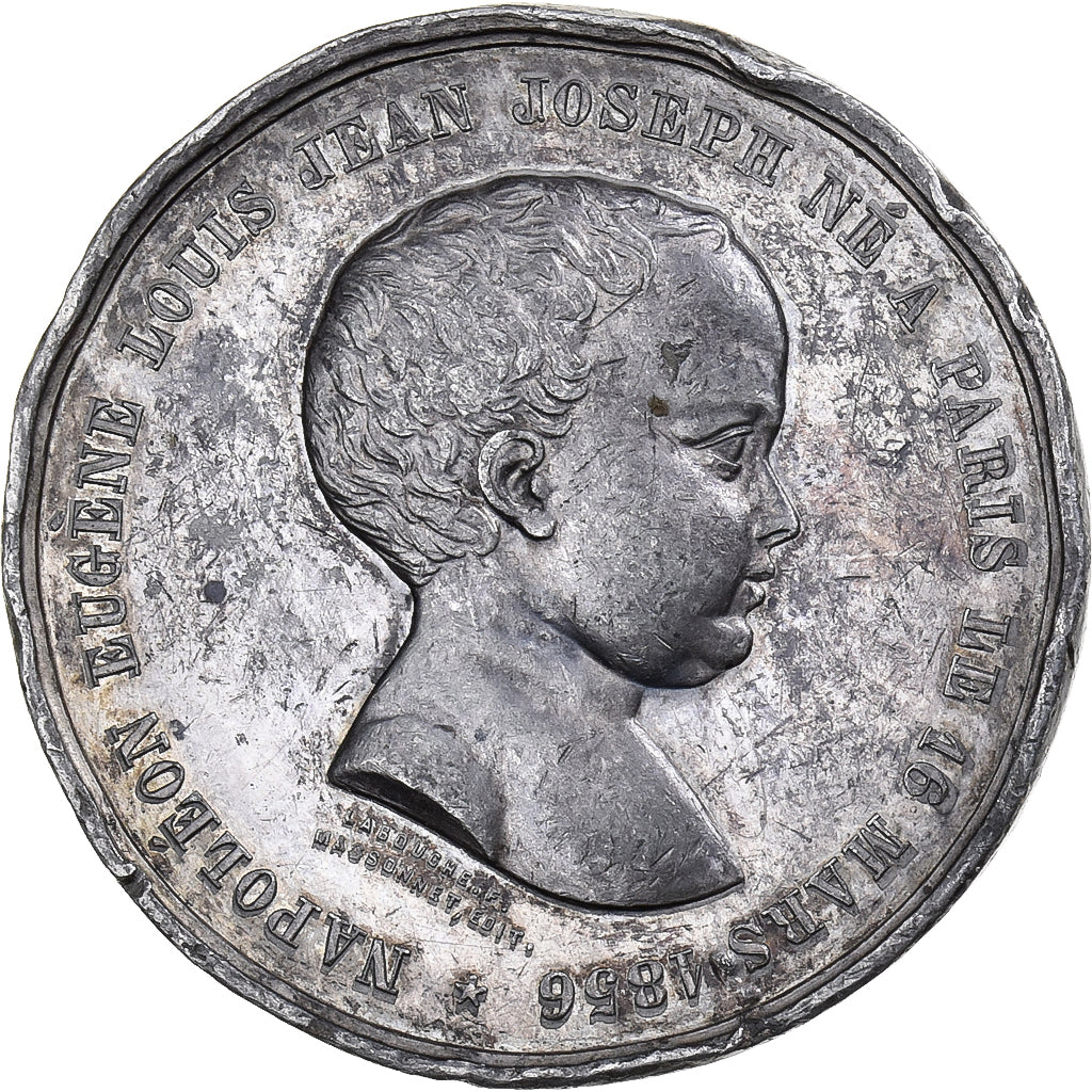 Francia, medalla, Baptème de Napoléon Eugène Louis, 1856, Hojalata - cinc