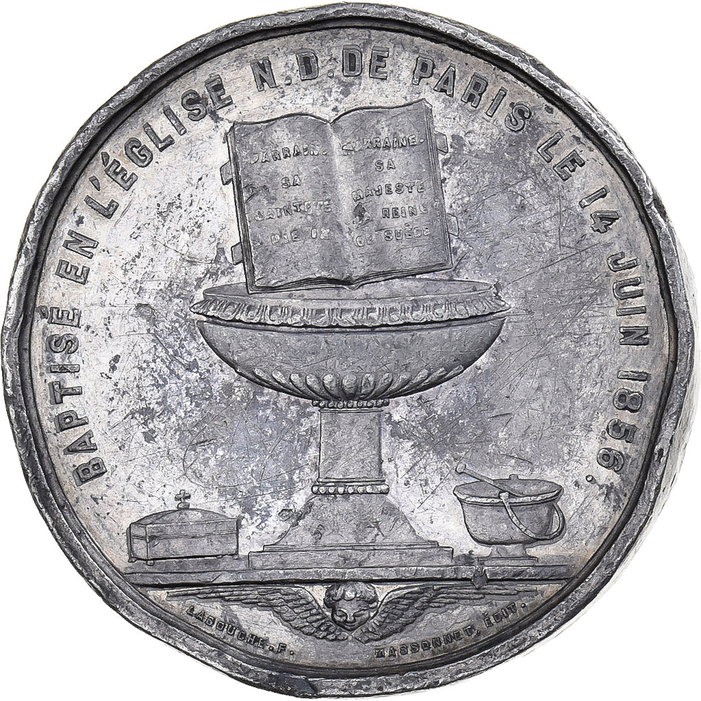 Francia, medalla, Baptème de Napoléon Eugène Louis, 1856, Hojalata - cinc
