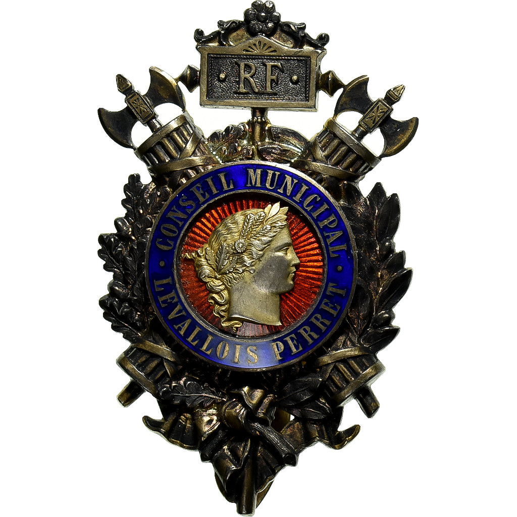 France, Insigne, Insigne du Conseil Municipal de Levallois Perret, Silver