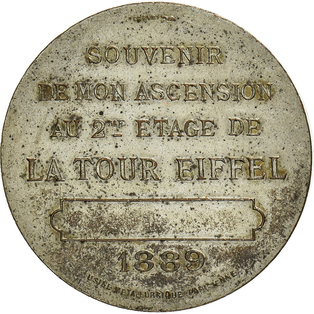 France, Medal, Souvenir de mon Ascension à la Tour Eiffel, 1889, Copper Plated