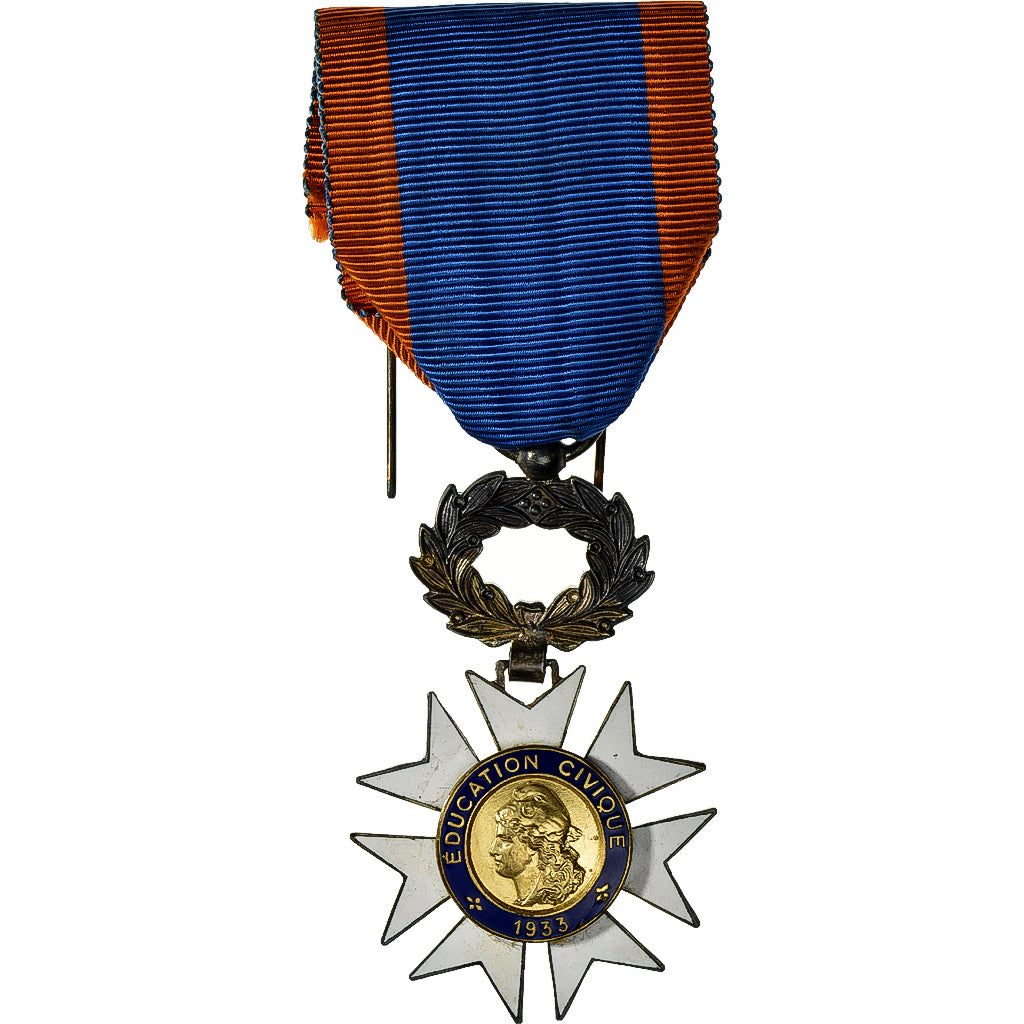 Frankreich, Education Civique, Medaille, 1933, Excellent Quality, Silvered