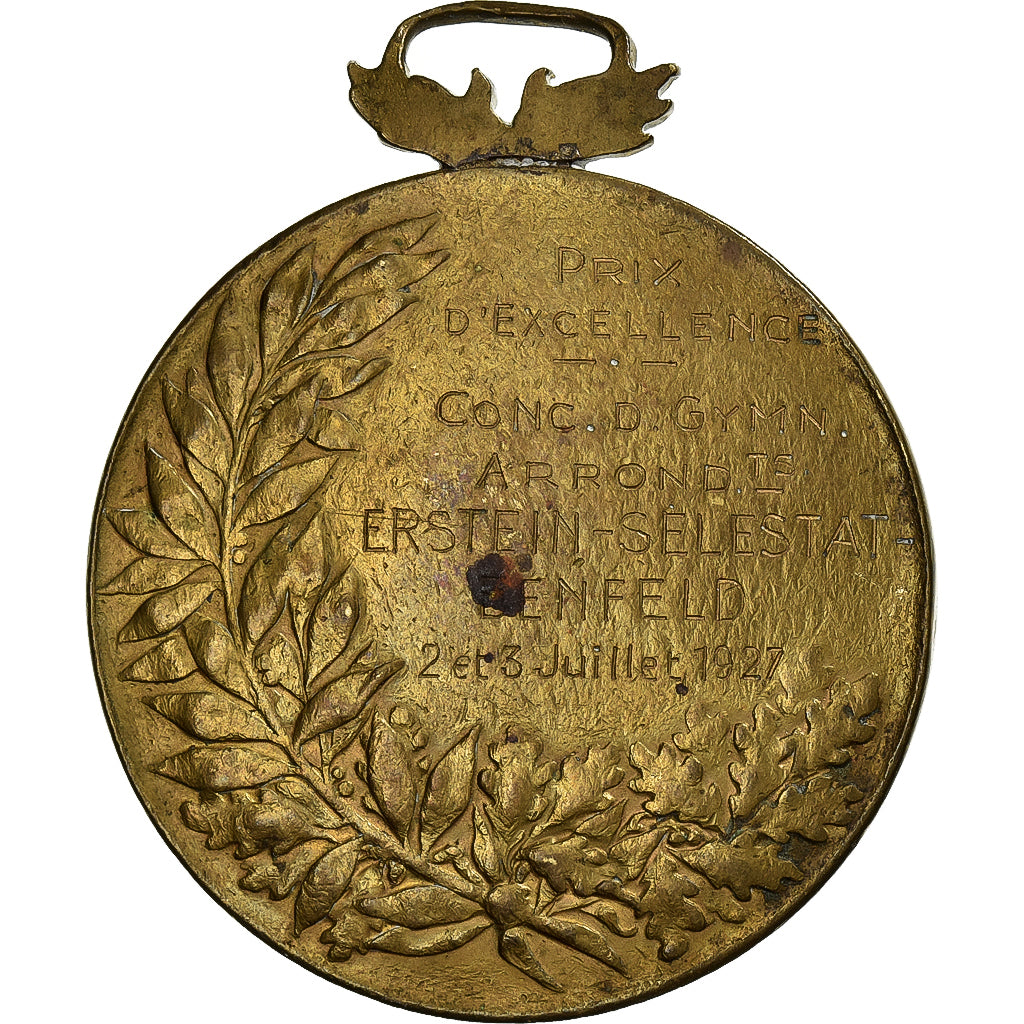 France, Medal, Concours de Gymnastique, 1927, Bronze, VF(20-25)