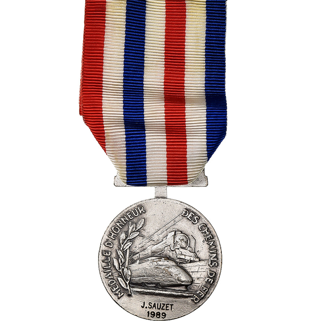 Francia, Médaille d'honneur des chemins de fer, Railway, medalla, 1989, Muy