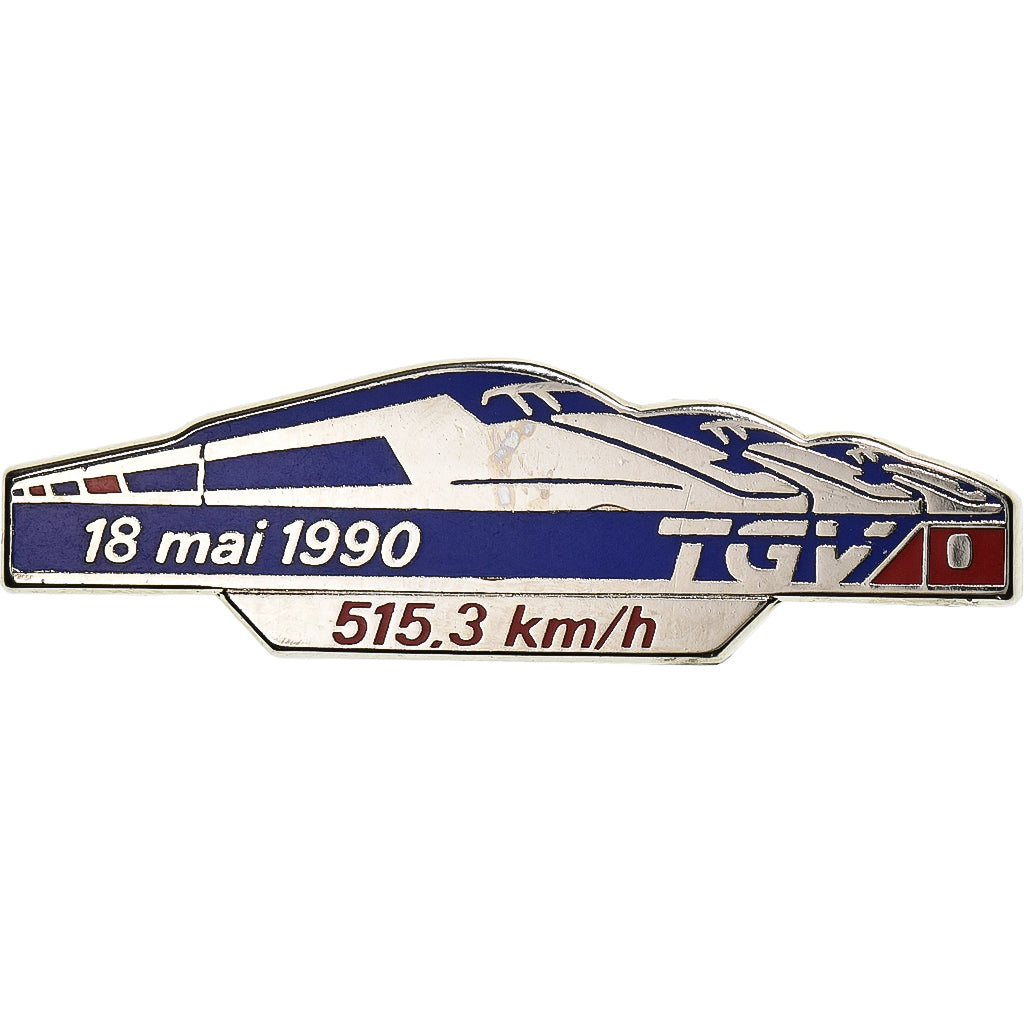 France, Pin's, TGV, Records du Monde Français de Vitesse, 1990, Métal, SPL