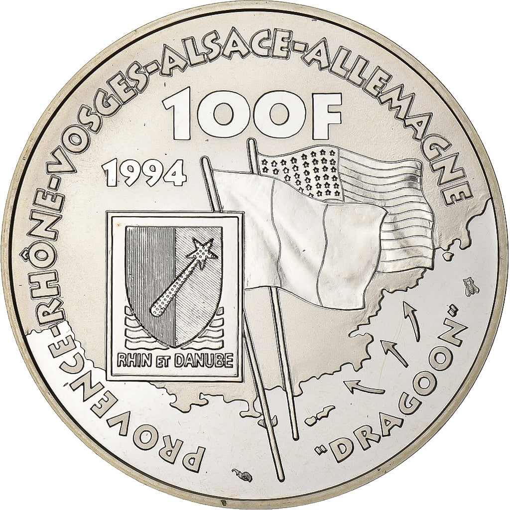 Moneta, Francja, Lattre de Tassigny, 100 Francs, 1994, Paris, Proof, MS(65-70)