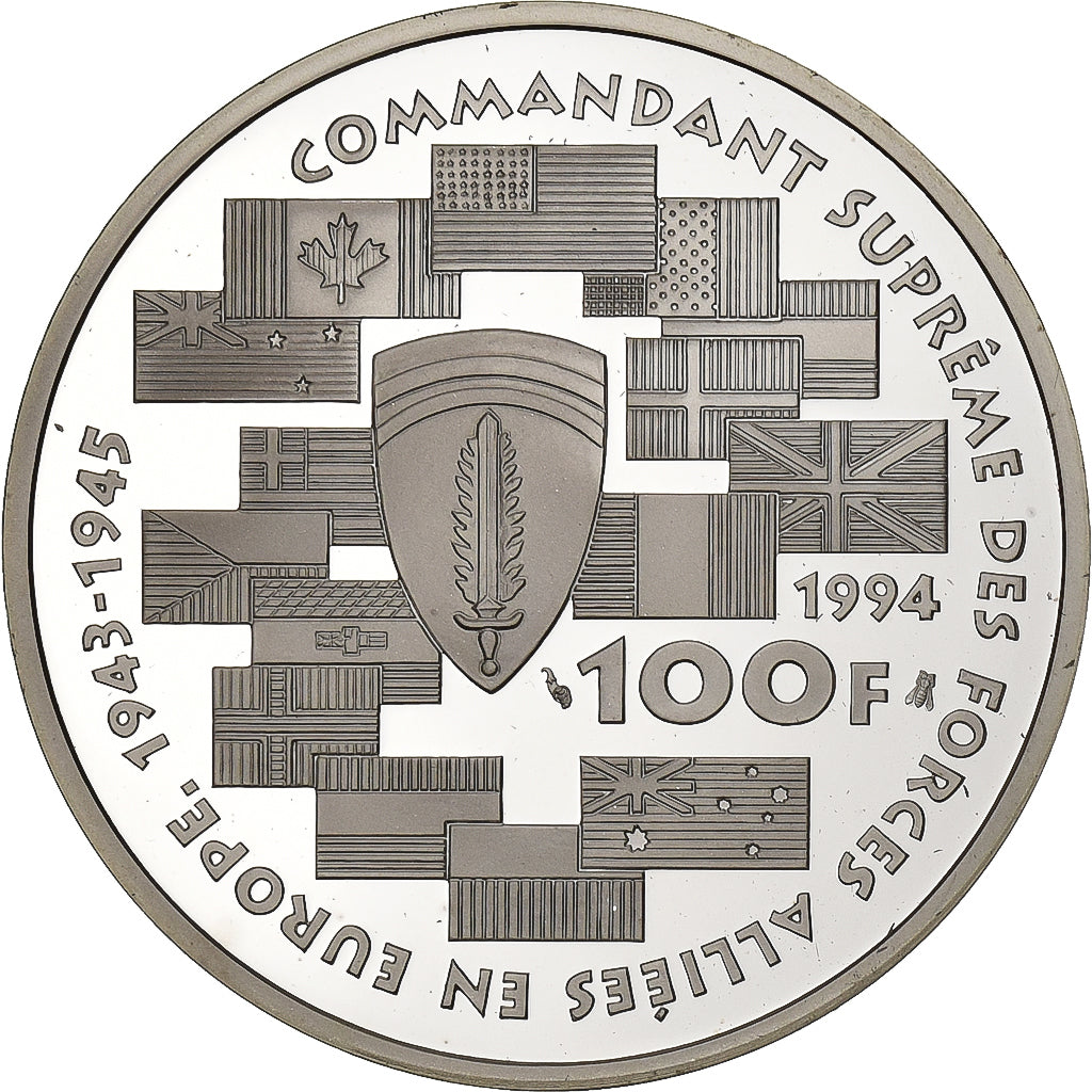 Frankreich, 100 Francs, Dwight David Eisenhower, 1994, Monnaie de Paris, BE