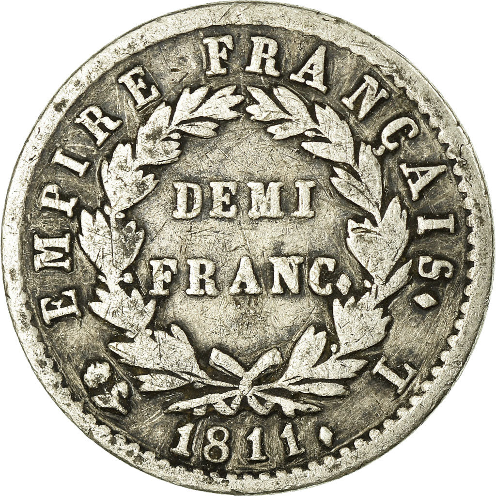 Coin, France, Napoléon I, 1/2 Franc, 1811, Bayonne, VF(30-35), Silver