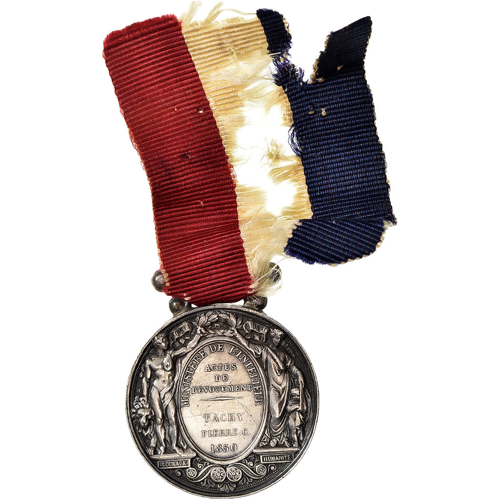 França, Actes de Dévouement, Ministère de l'Intérieur, medalha, 1850