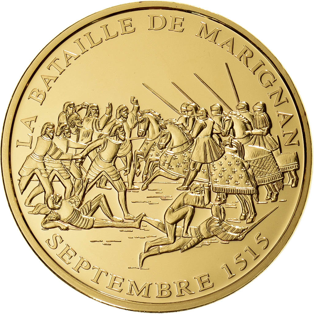 France, Médaille, François Ier, Bataille de Marignan, Copper Gilt, FDC