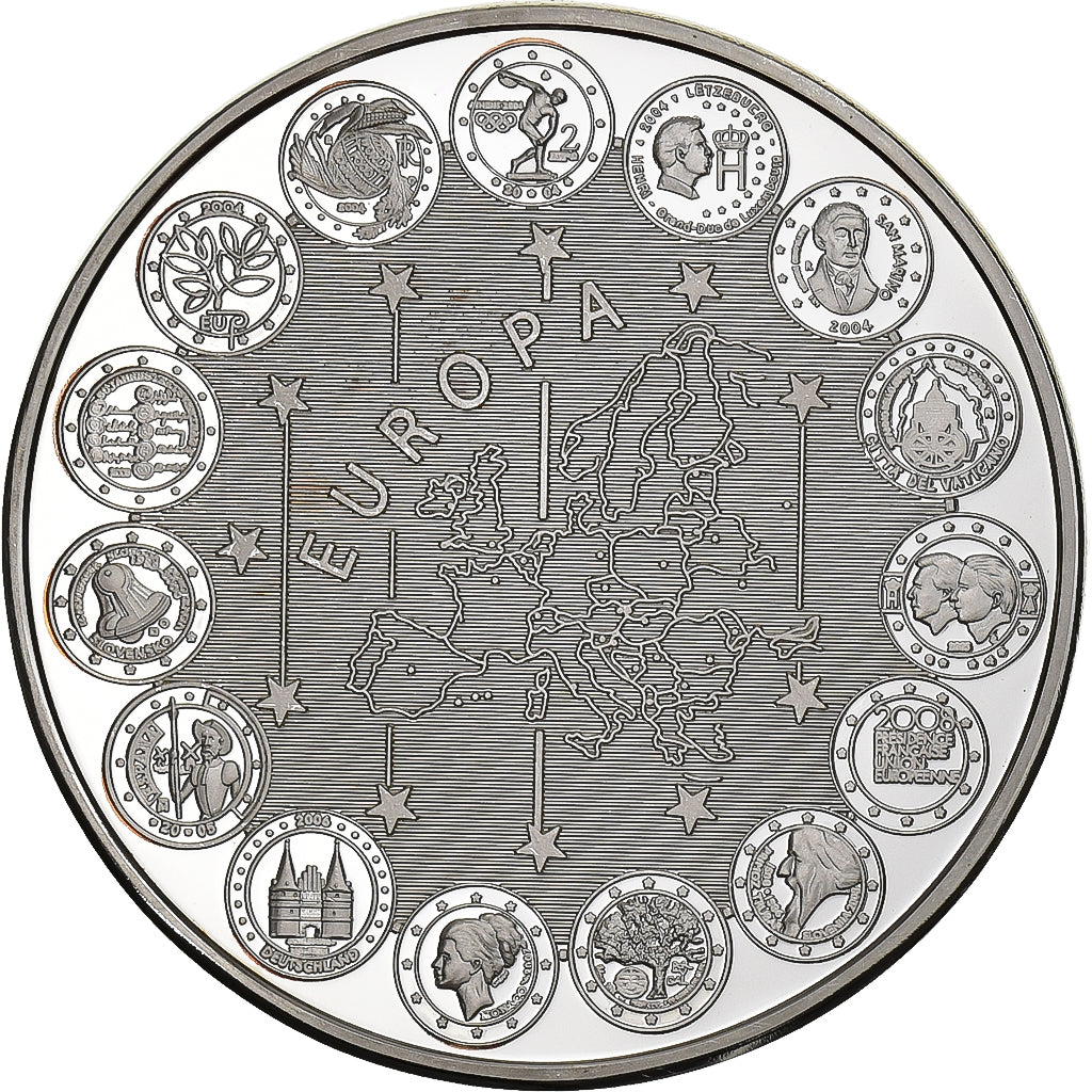 France, Medal, L'Europe, Saint-Marin, 2004, Copper Plated Silver, MS(65-70)