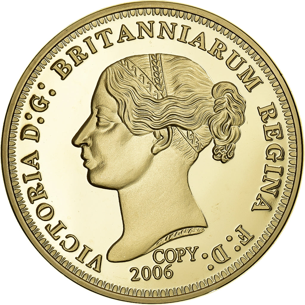 Regno Unito, medaglia, 5 Pounds Una et le Lion, Rame dorato, COPY, FDC