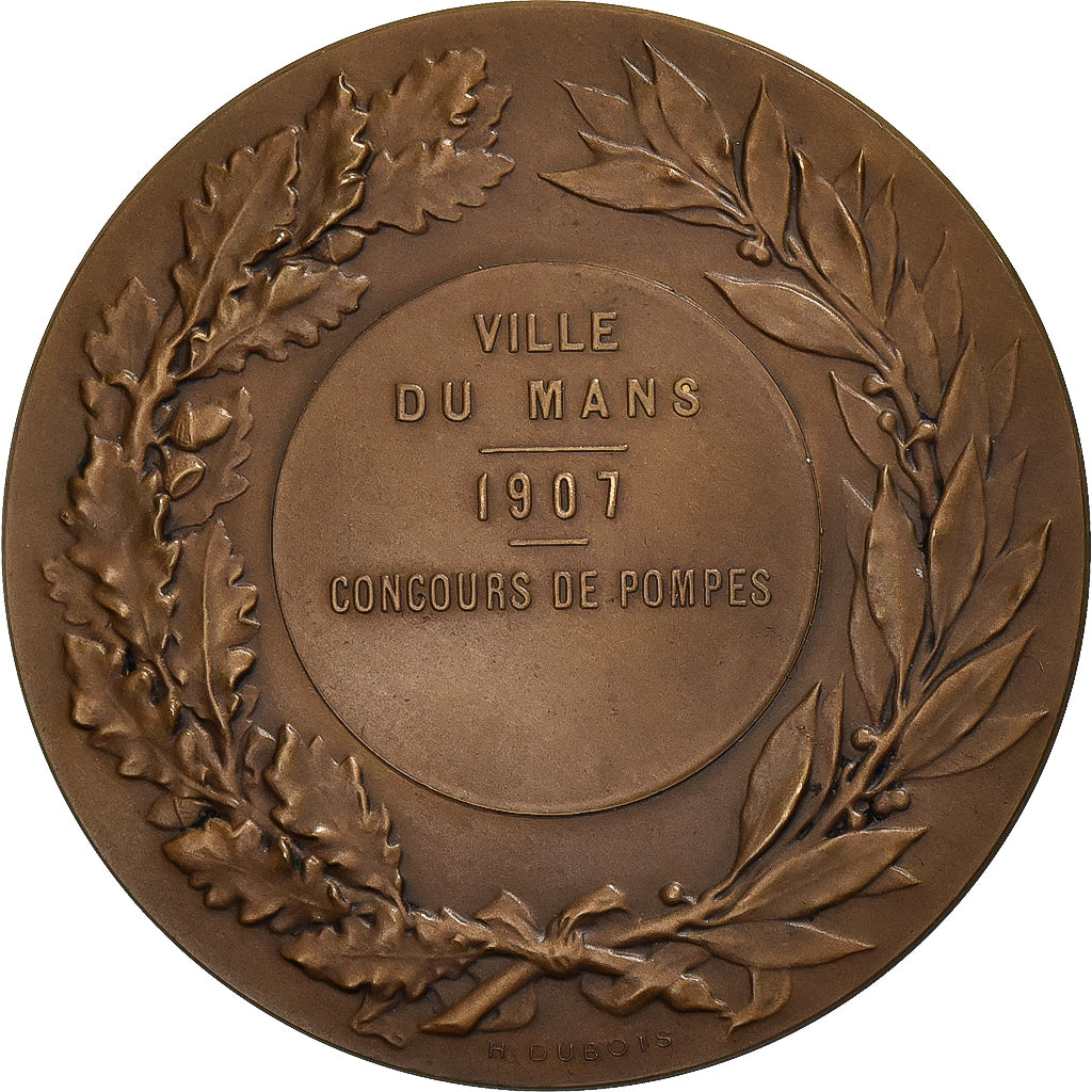 France, Medal, Concours de Pompes à Incendie, Le Mans, 1907, Bronze, Alphée
