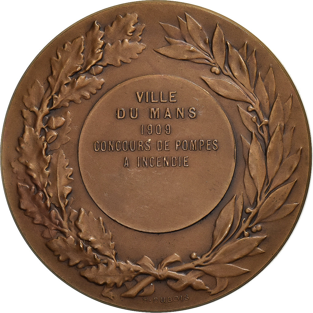 Francia, medaglia, Concours de Pompes à Incendie, Le Mans, 1909, Bronzo
