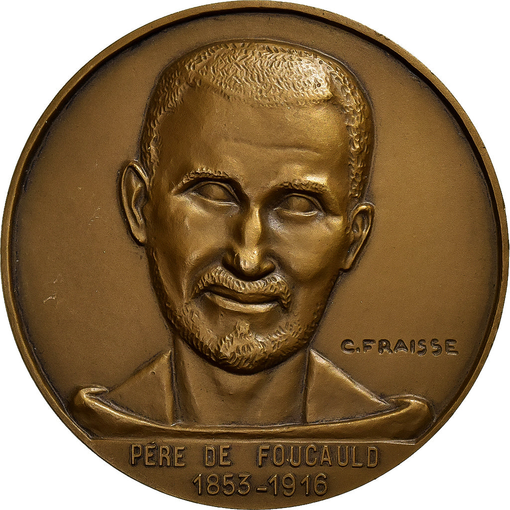 France, Medal, Père Charles de Foucauld, Chargeurs réunis, 1948, Bronze