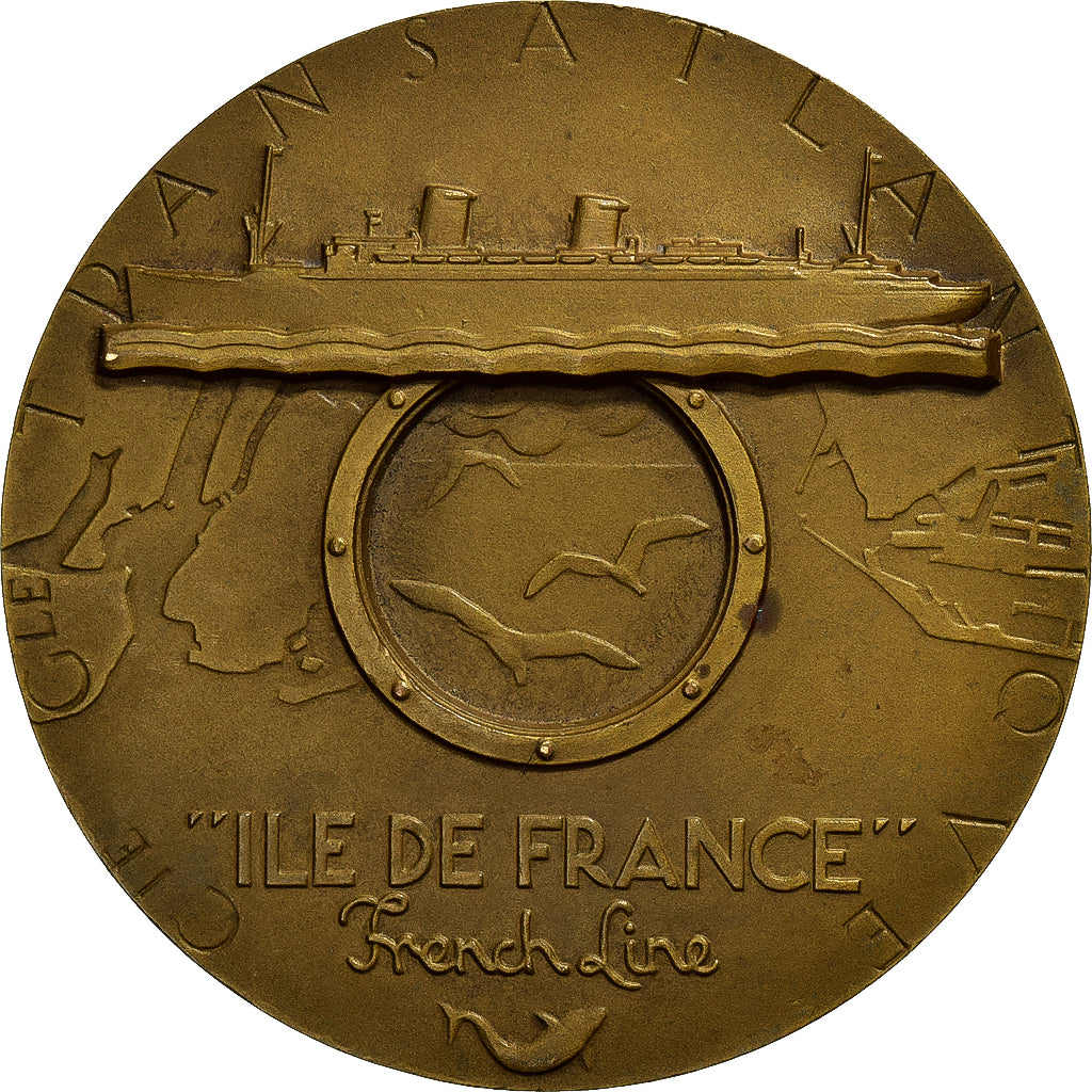 France, Medal, Compagnie Générale Transatlantique, Ile-de-France, 1949