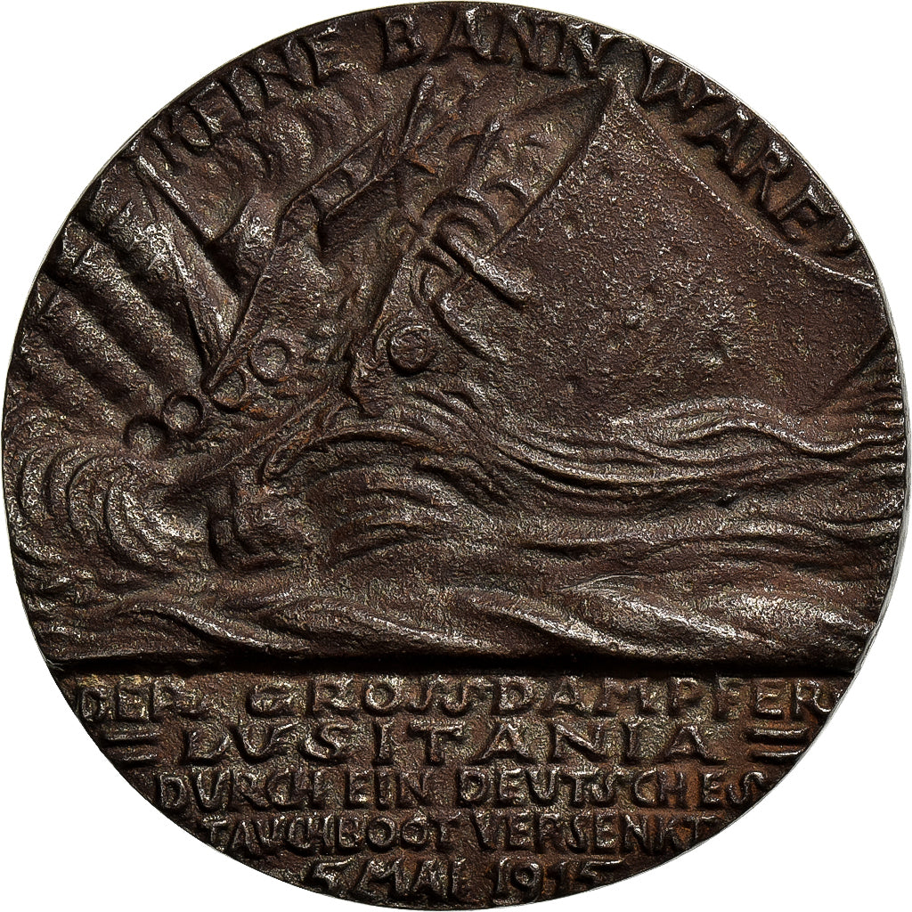 Allemagne, Médaille, The Sinking of the S. S. Lusitania, 1915, Bronze, SUP