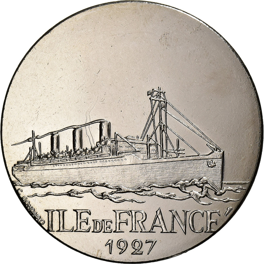 França, medalha, Les Grands Transatlantiques, Ile de France, Cobre-níquel, C.