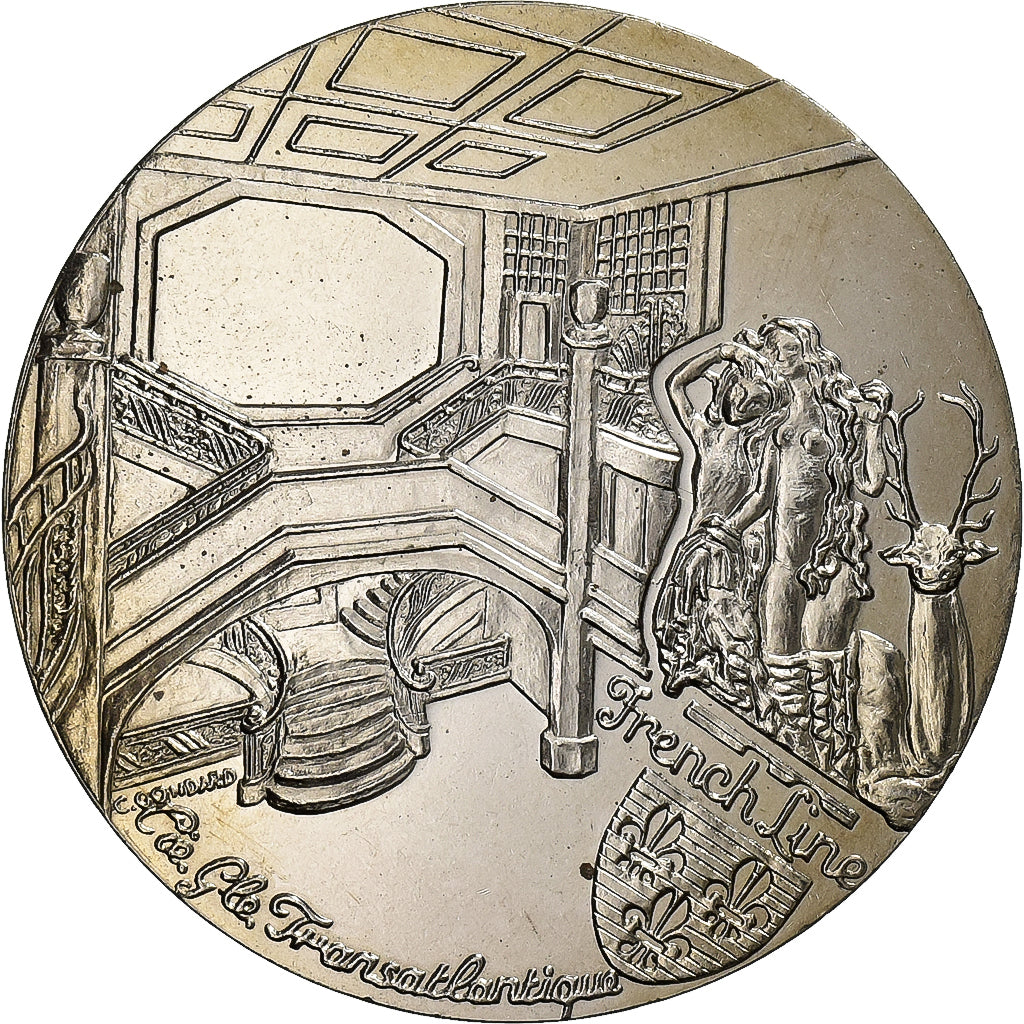 França, medalha, Les Grands Transatlantiques, Ile de France, Cobre-níquel, C.