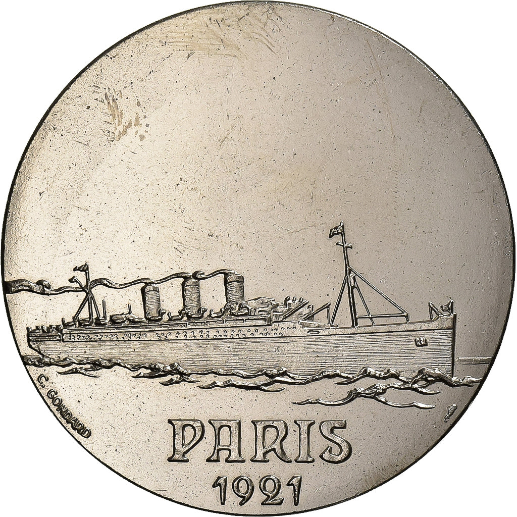 França, medalha, Les Grands Transatlantiques, Paris, Cobre-níquel, C. Gondard