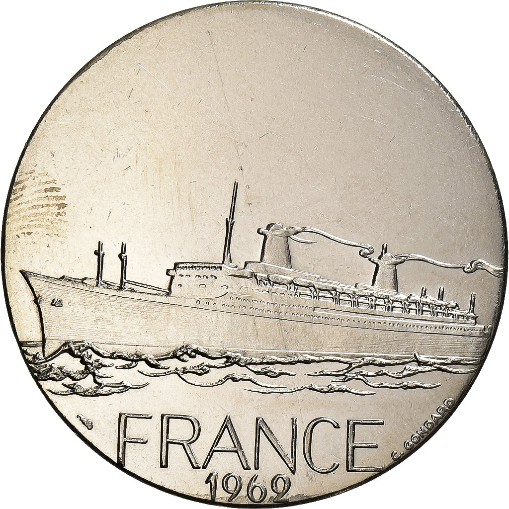 França, medalha, Les Grands Transatlantiques, France, Cobre-níquel, C.