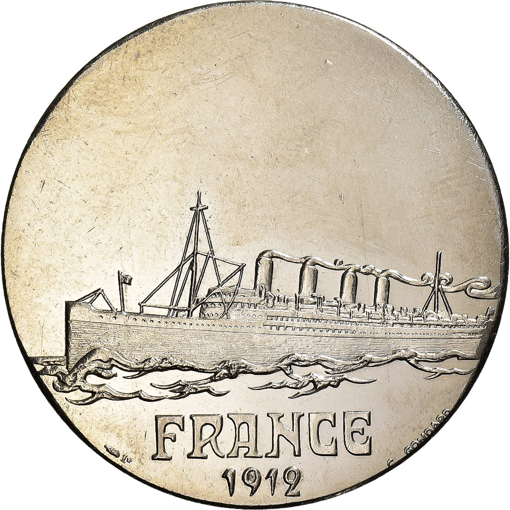 França, medalha, Les Grands Transatlantiques, France, Prata, C. Gondard, MS(64)