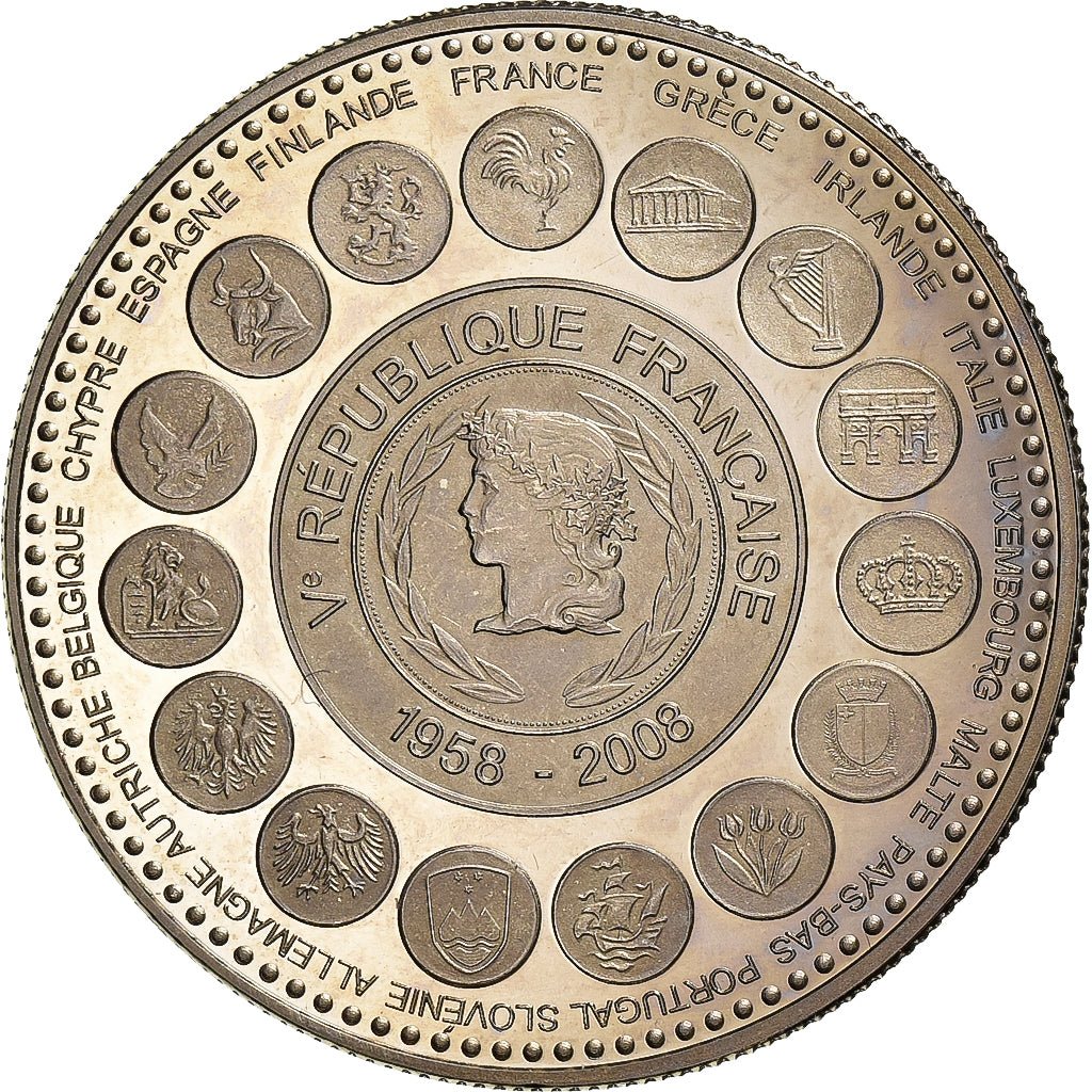França, medalha, L'Europe des XXVII, Veme République, 2008, Cobre-níquel