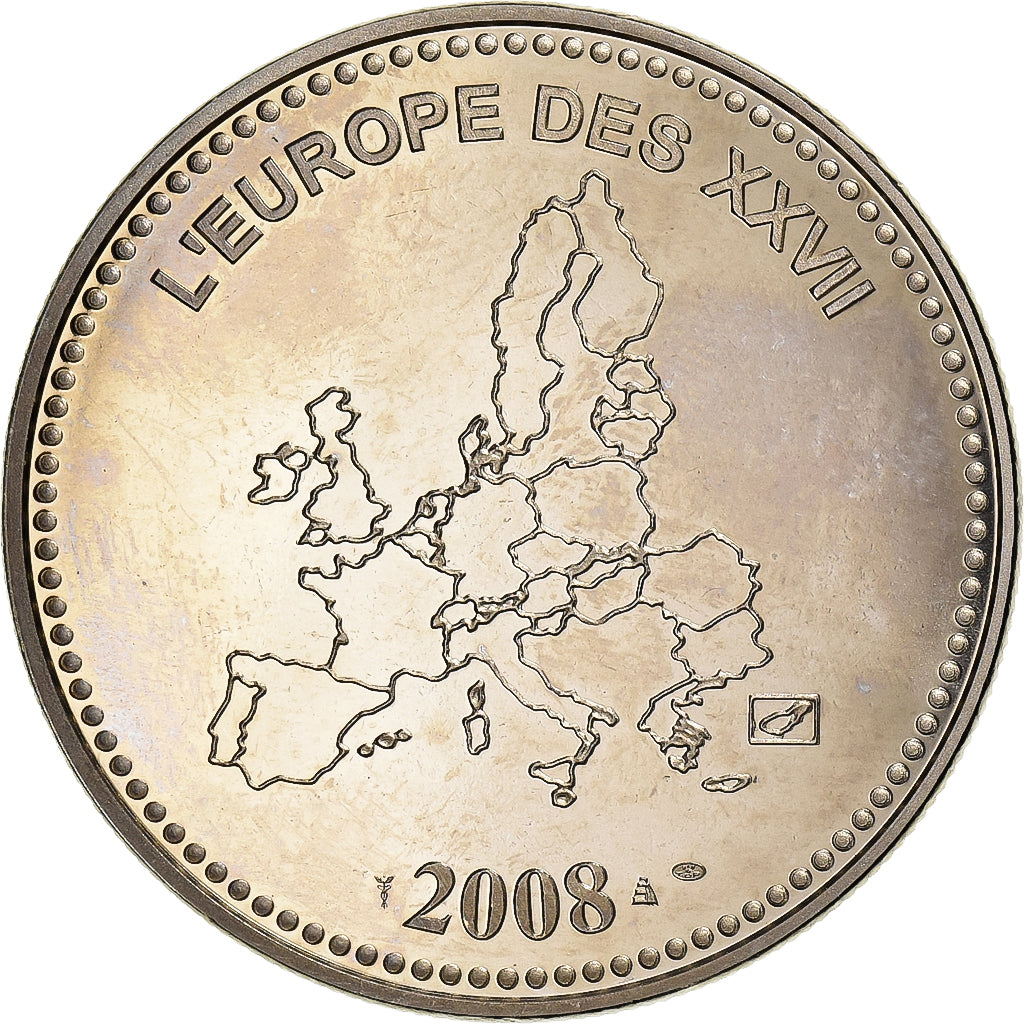 França, medalha, L'Europe des XXVII, Veme République, 2008, Cobre-níquel