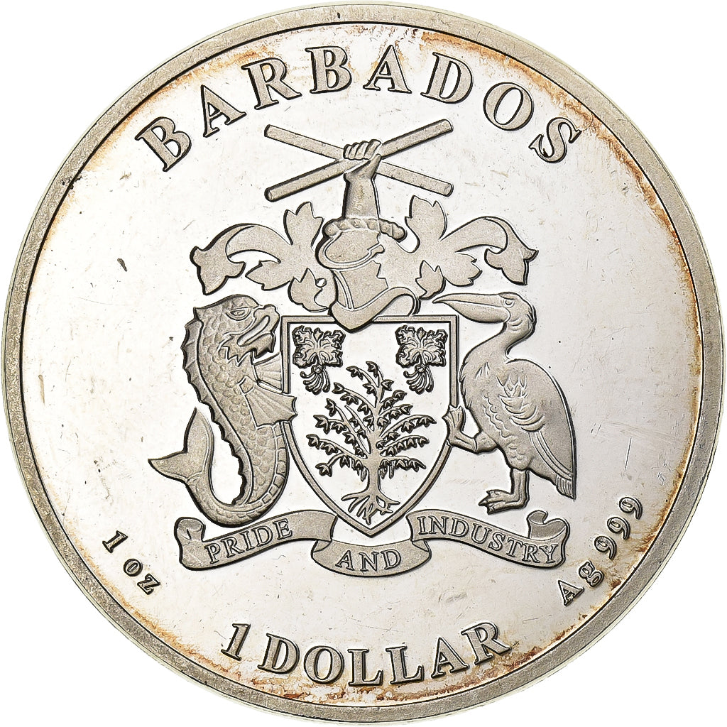 Barbados, Dollar, Seahorse, 2018, Franklin Mint, Prueba, Plata, SC