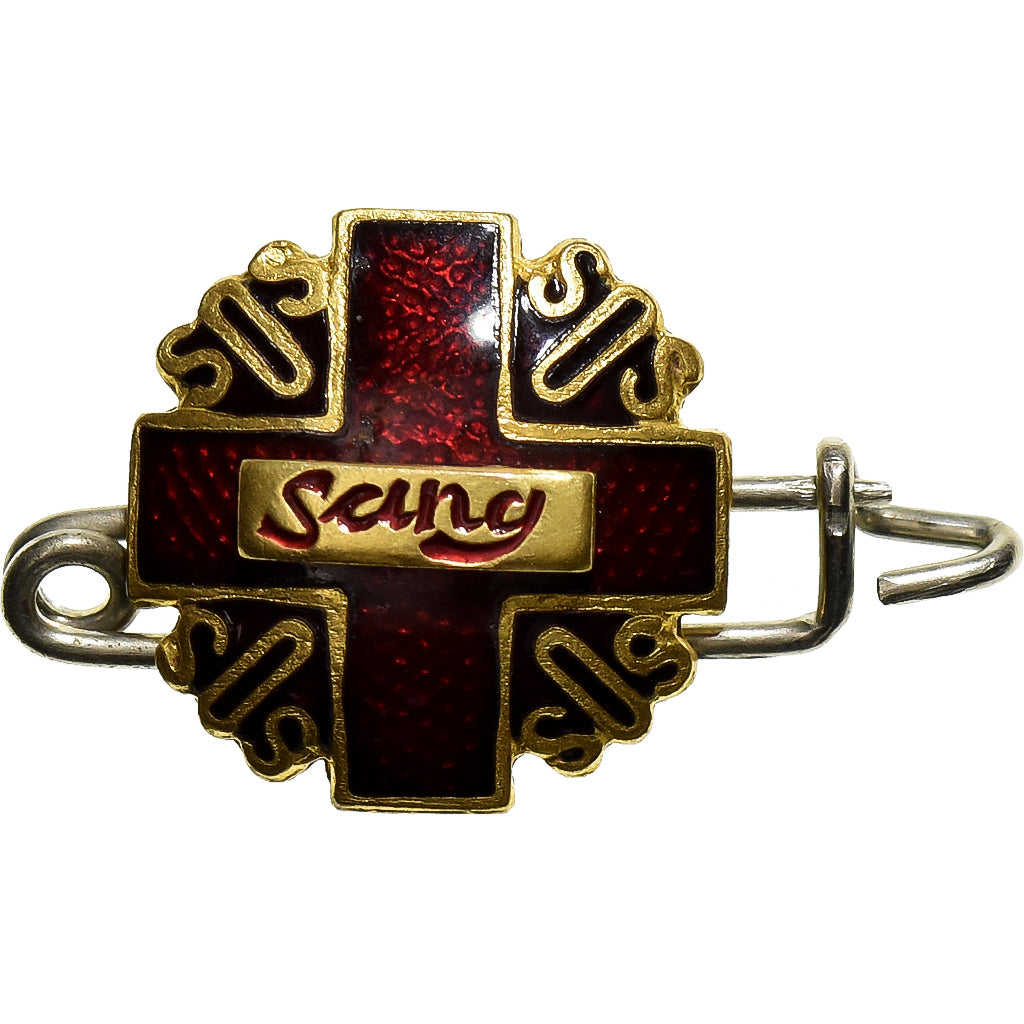 France, Broche, Croix Rouge, S.O.S Sang, Gilt Bronze, SUP